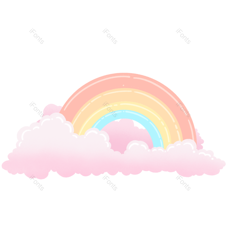 元素图片,清新元素,彩虹PNG,手绘彩虹免抠素材
